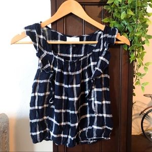 EUC Navy Blue Plaid Crop Top